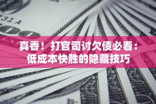 北京真香！打官司讨欠债必看：低成本快胜的隐藏技巧